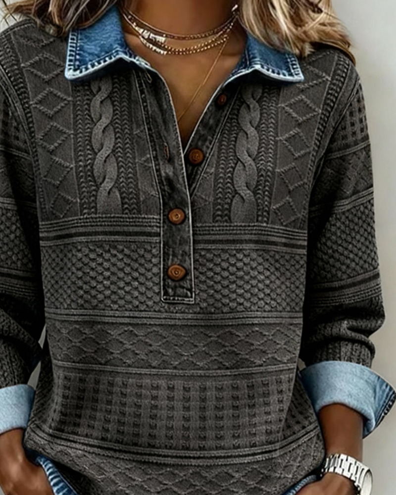 Sofia | Moderne sweater med halve knapper