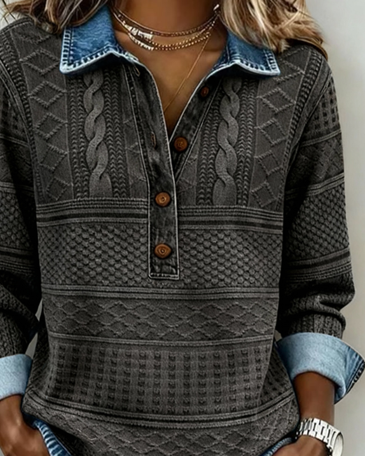 Sofia | Moderne sweater med halve knapper
