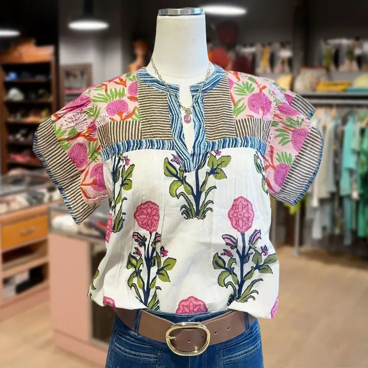 Lorena™ | Elegant boho bluse med elegant fald