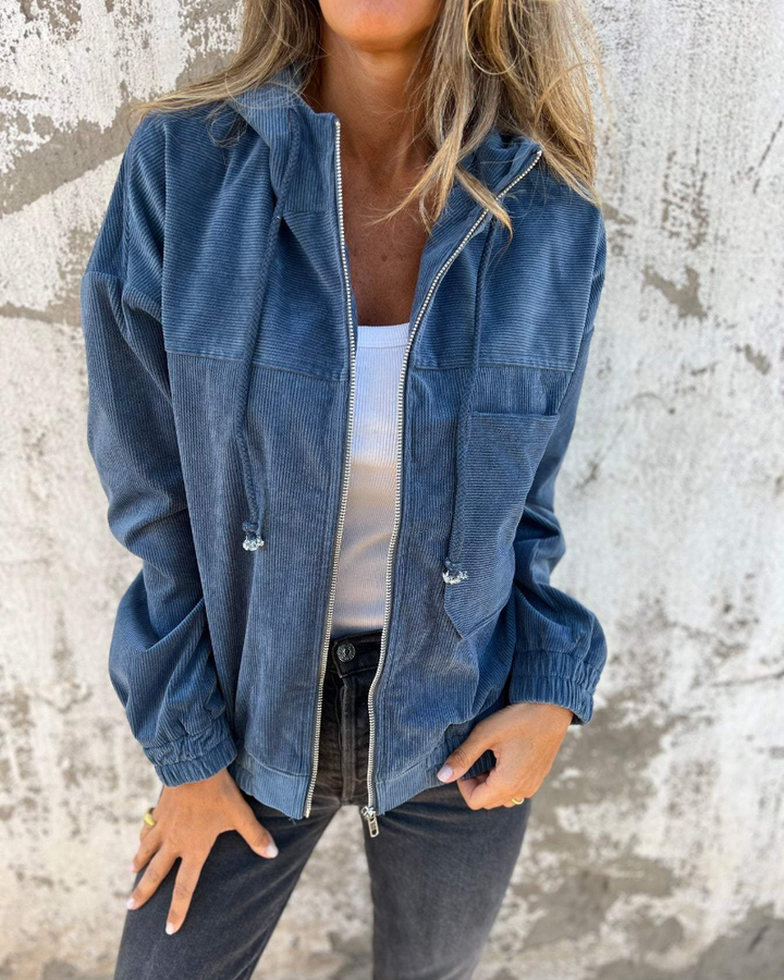Ella™ | Corduroy hættetrøje med lynlås