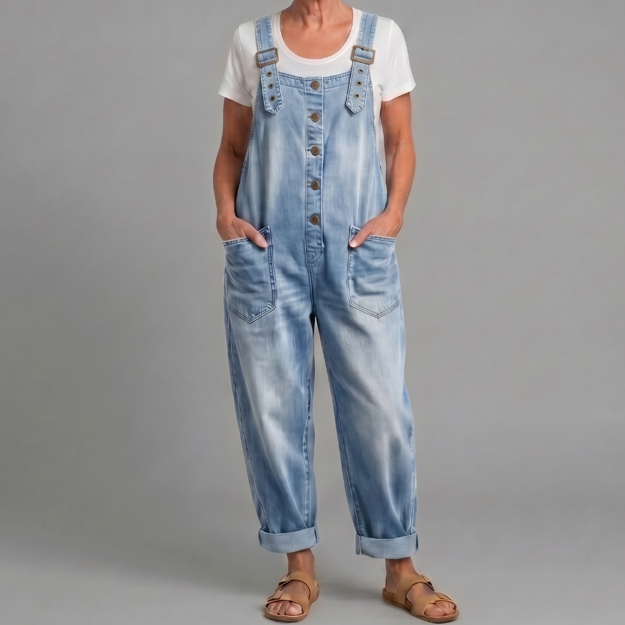Marlene | Vintage Denim Overalls i blød vasket denim