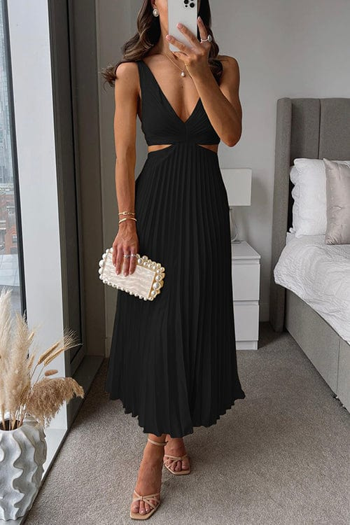 Sanne | Dame Plisseret Satin Kjole