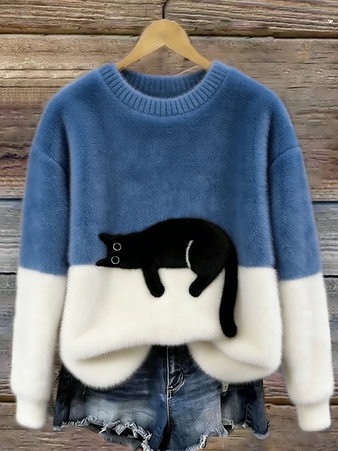 Lone™ | Afslappet Sweater med Kattemotiv