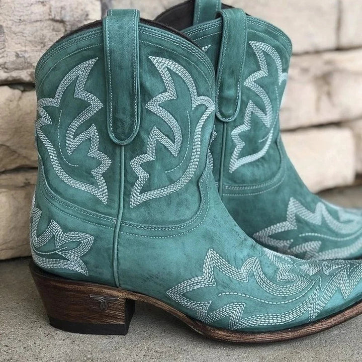 Ursula | Stilfulde Broderede Cowboy Støvler