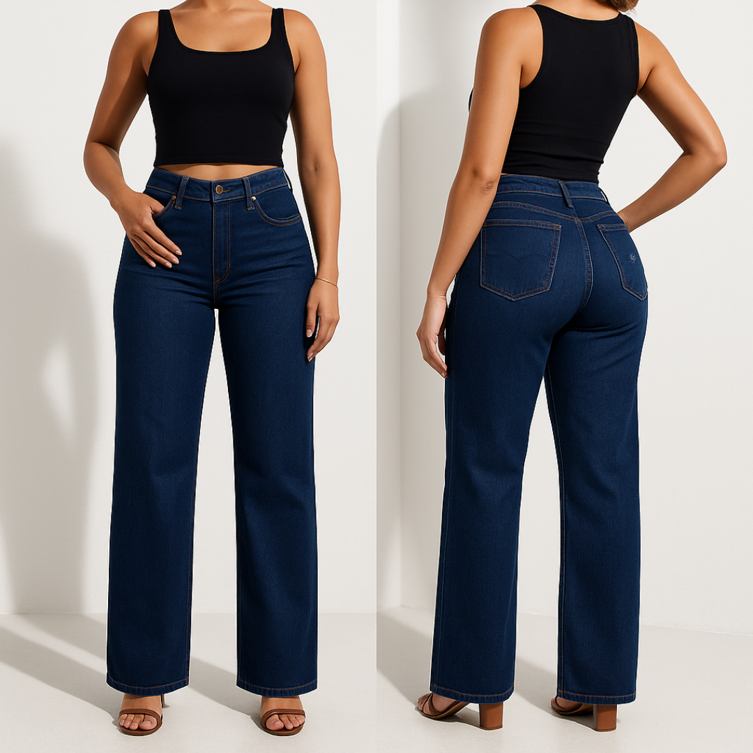 ALINE™ – ELASTISKE DENIMBUKSER MED MELLEM TALJE