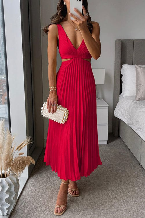 Sanne | Dame Plisseret Satin Kjole