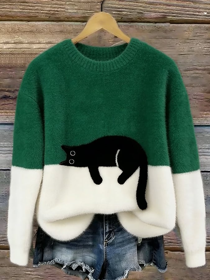 Lone™ | Afslappet Sweater med Kattemotiv