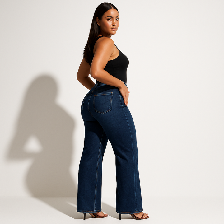 ALINE™ – ELASTISKE DENIMBUKSER MED MELLEM TALJE