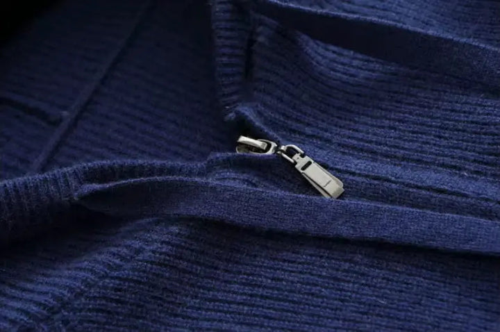 Cashmere Strik Zip Vest - Intens Blå