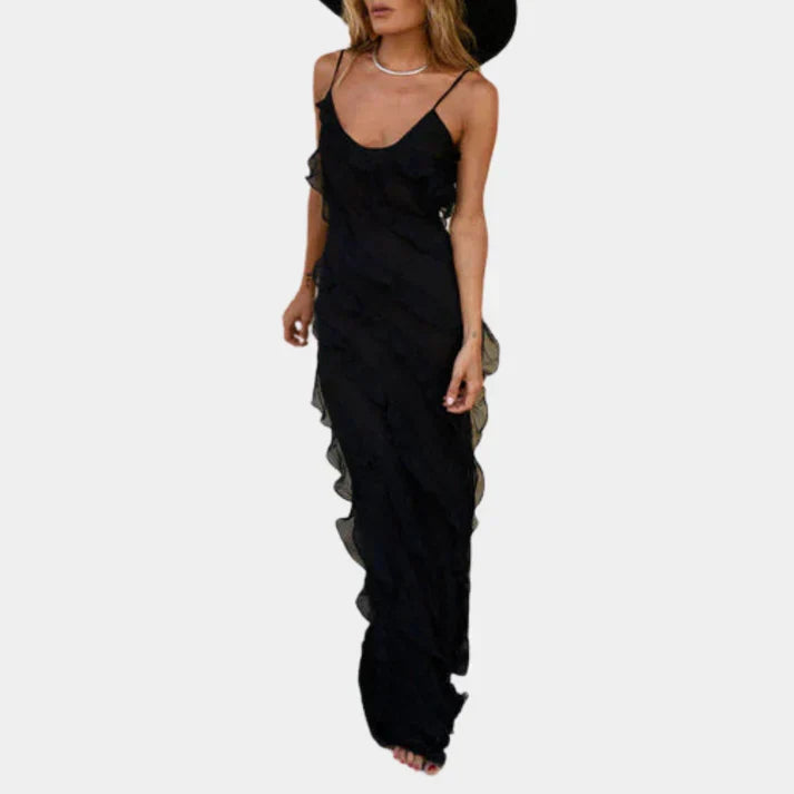 Cathrine | Elegant Maxikjole med Volanter