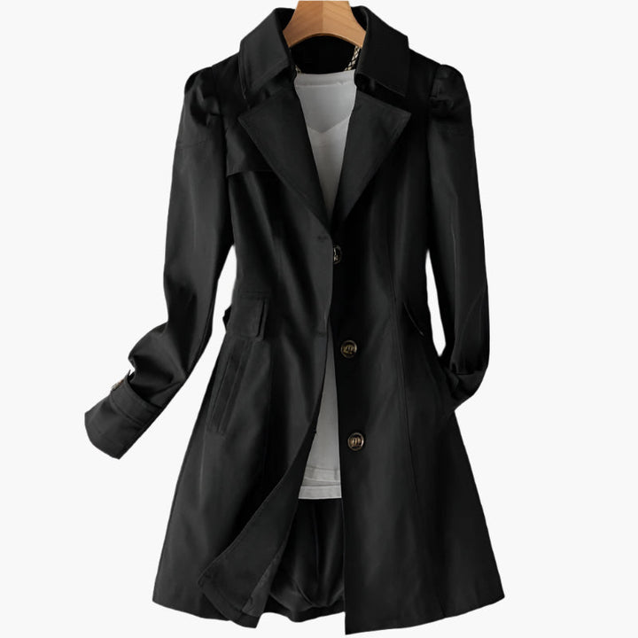 Gabriela | Dame Klassisk Lang Trenchcoat med Knapper foran