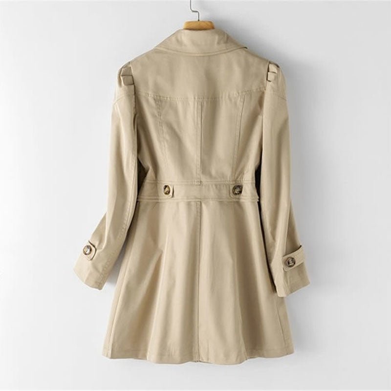 Gabriela | Dame Klassisk Lang Trenchcoat med Knapper foran