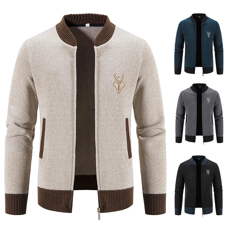 August | Strikket Herrecardigan med Hjortemotiv