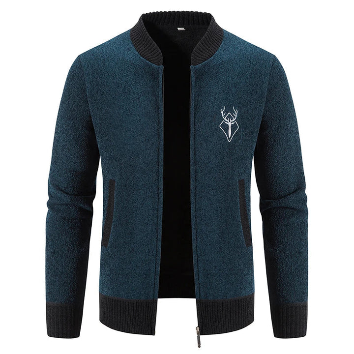 August | Strikket Herrecardigan med Hjortemotiv
