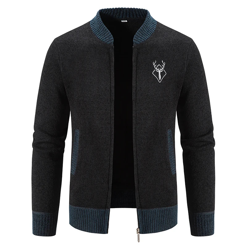 August | Strikket Herrecardigan med Hjortemotiv