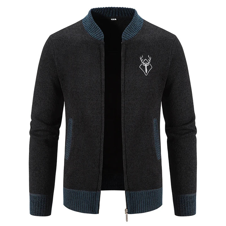 August | Strikket Herrecardigan med Hjortemotiv