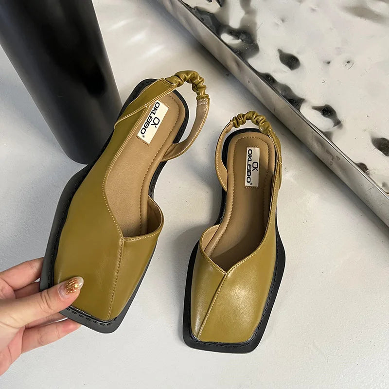 Lea™ | Slingback Sandaler med Firkantet Tå