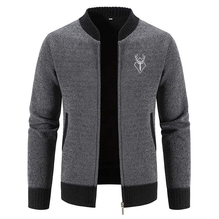 August | Strikket Herrecardigan med Hjortemotiv
