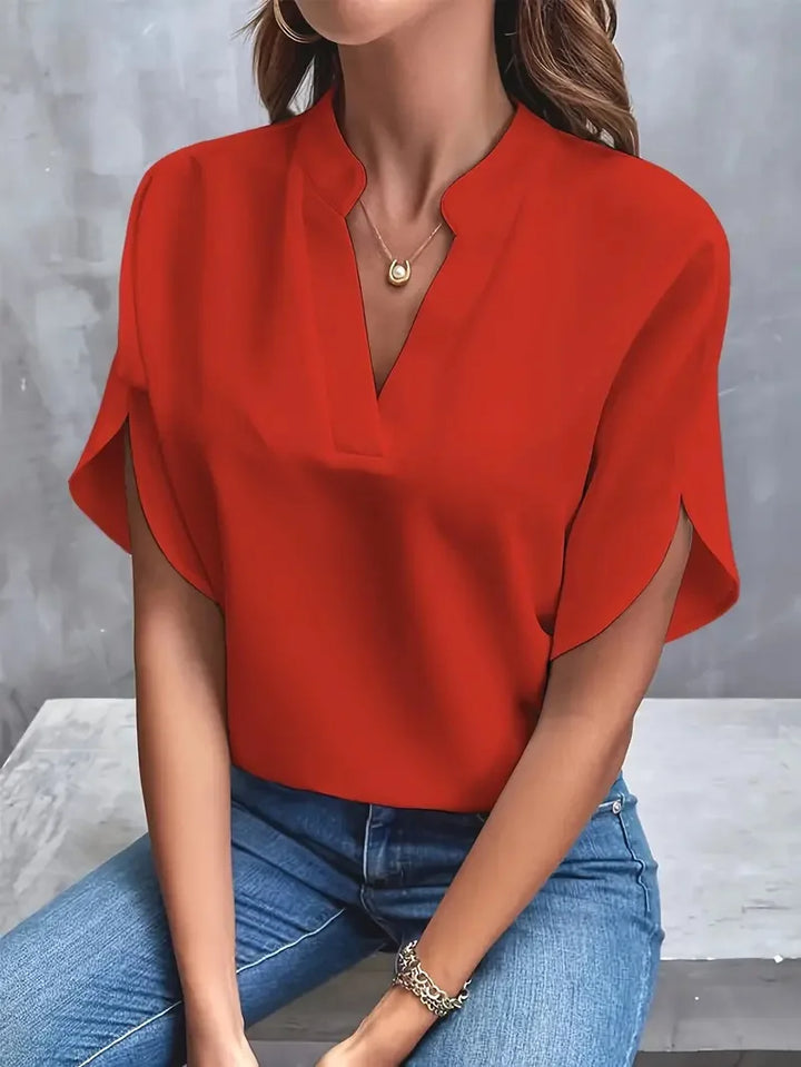Annemie | Stilfuld V-Hals Flydende Bluse
