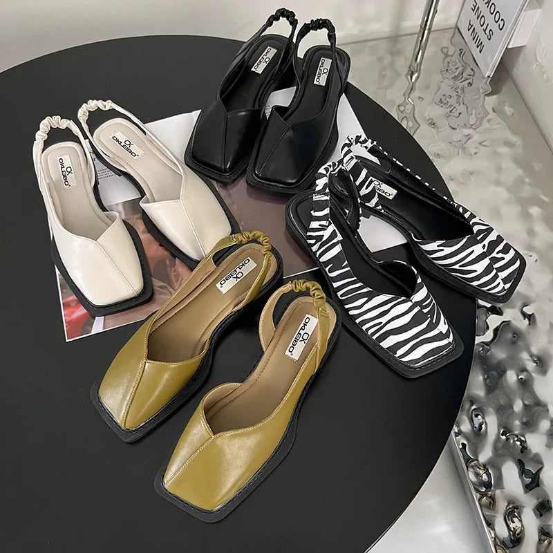 Lea™ | Slingback Sandaler med Firkantet Tå