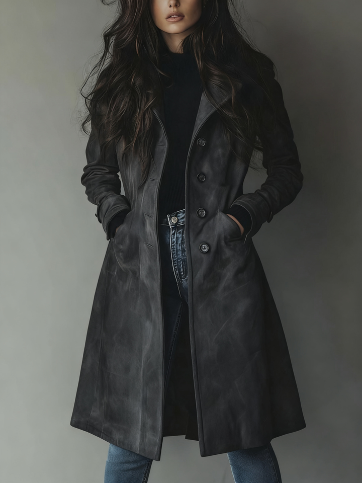 Teresa | Suede Trenchcoat i Vintage-stil