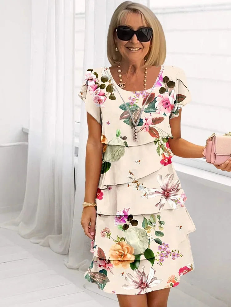 Emilie | Floral Lag-på-Lag Kjole