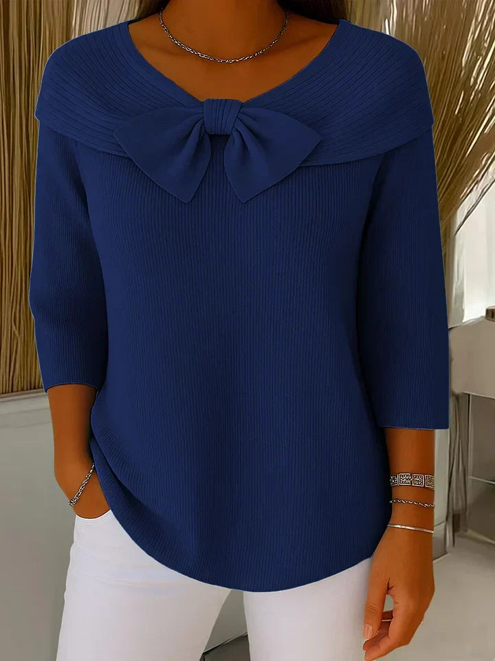 Neeko | Kvinders Fitted Elegant Sweater Med Sløjfe Detalje