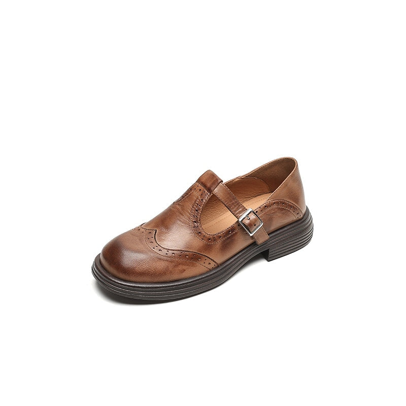 Elsbeth – Vintage læder T‑bar balletsko
