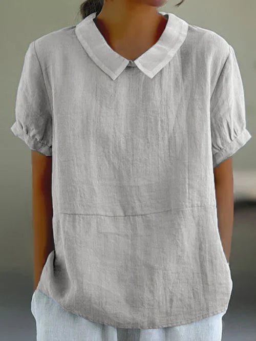 Amalie™ | Casual Bluse med Krave og Pufærmer