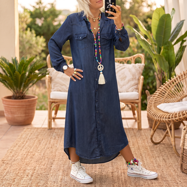 Noor™ | Casual denim kjole med lommer
