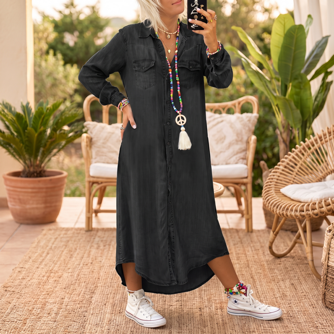 Noor™ | Casual denim kjole med lommer
