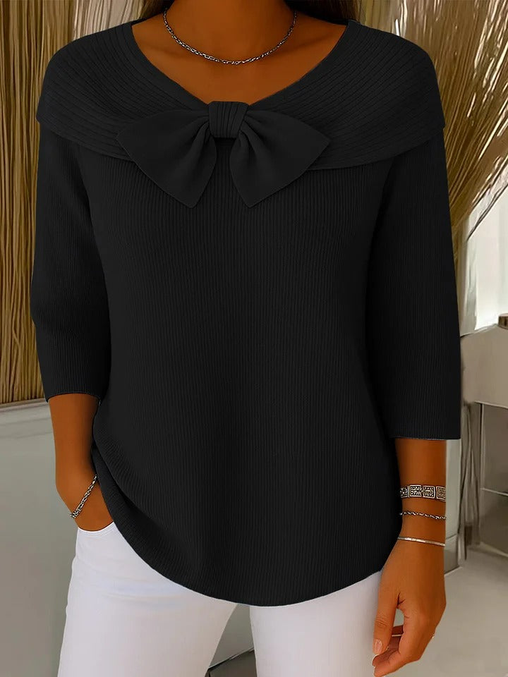Neeko | Kvinders Fitted Elegant Sweater Med Sløjfe Detalje