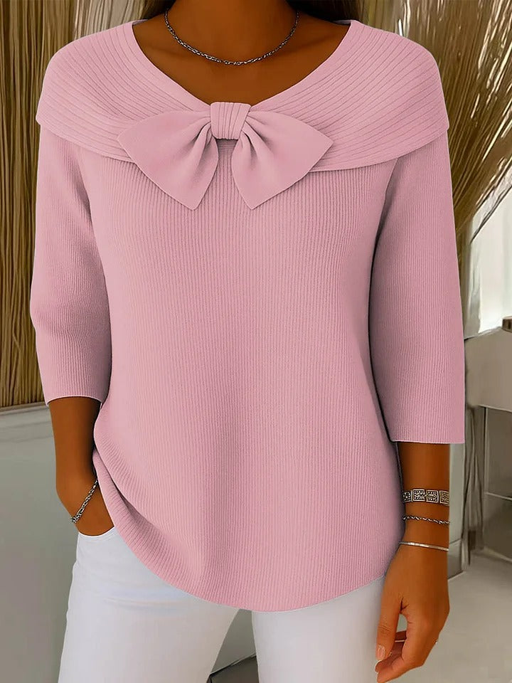 Neeko | Kvinders Fitted Elegant Sweater Med Sløjfe Detalje