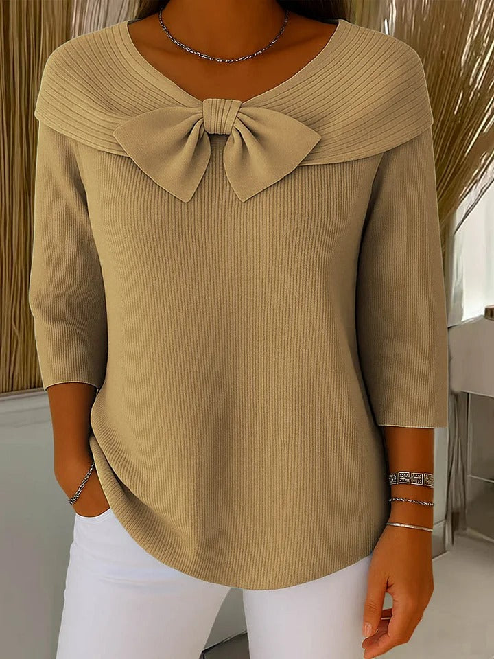 Neeko | Kvinders Fitted Elegant Sweater Med Sløjfe Detalje