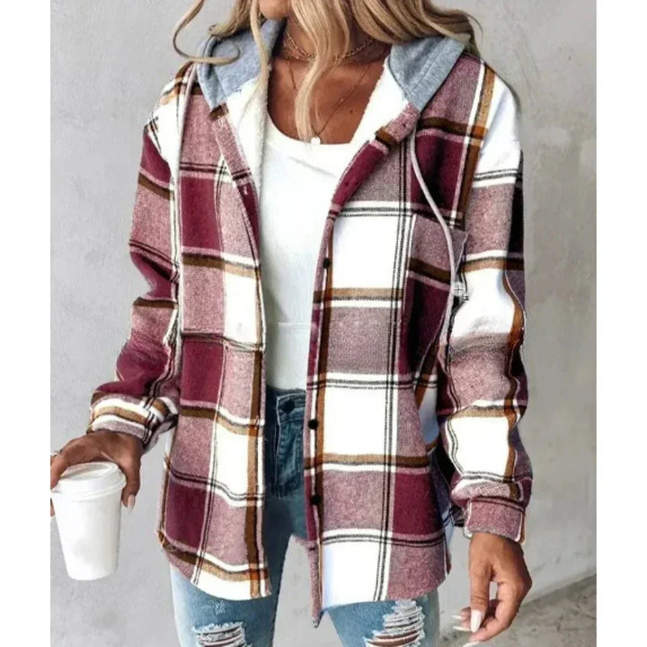 Annika | Dame Vinter Fritid Karo Hoodie Jakke