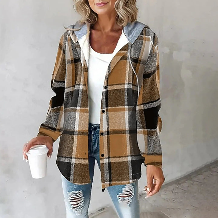 Annika | Dame Vinter Fritid Karo Hoodie Jakke