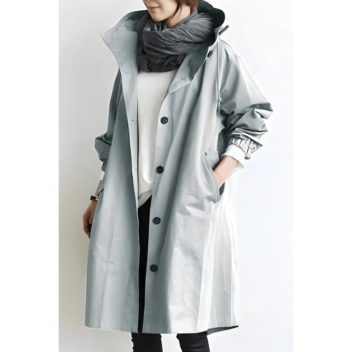 Maja™ | Oversized Hættet Frakke med Knapper