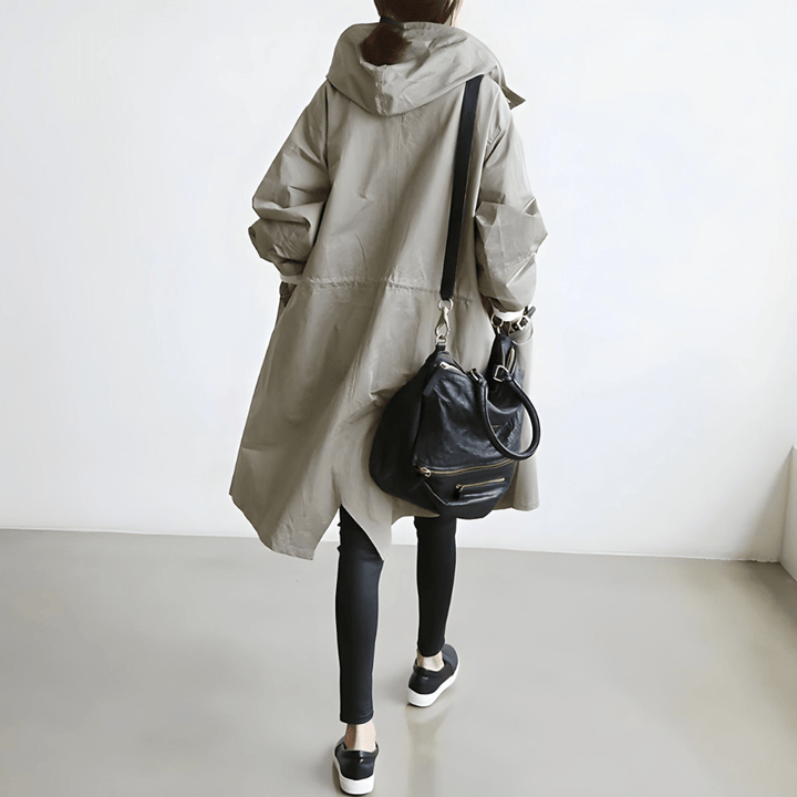 Maja™ | Oversized Hættet Frakke med Knapper