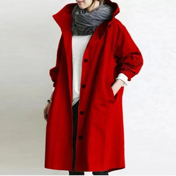 Maja™ | Oversized Hættet Frakke med Knapper