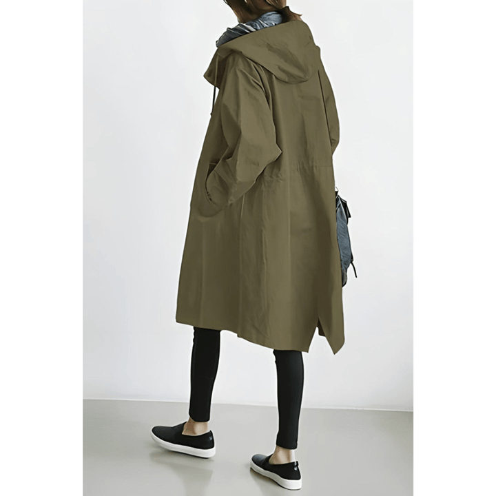 Maja™ | Oversized Hættet Frakke med Knapper