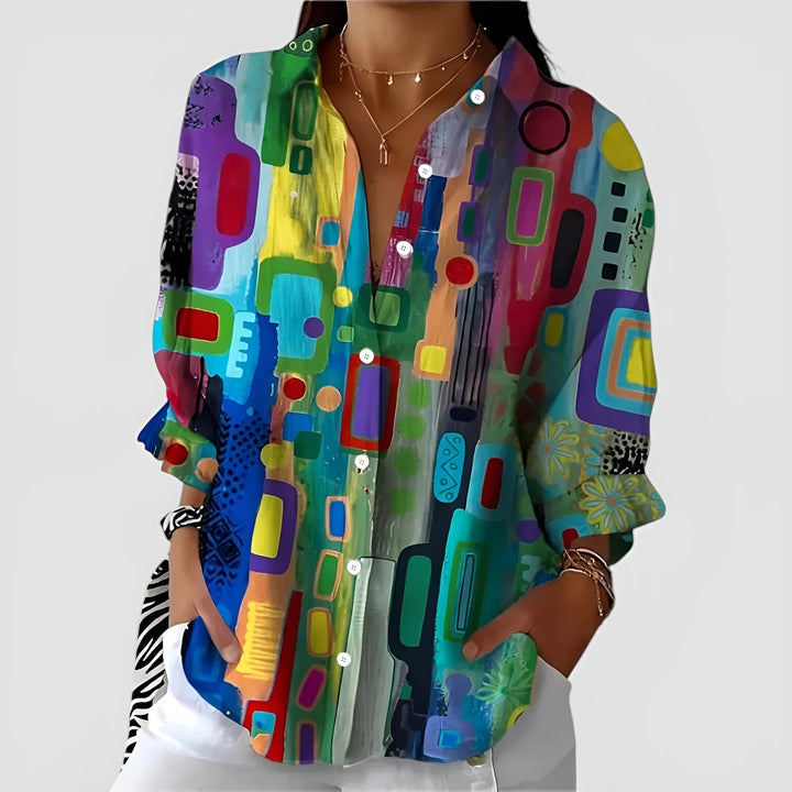 Nila™ bluse med geometrisk mønster