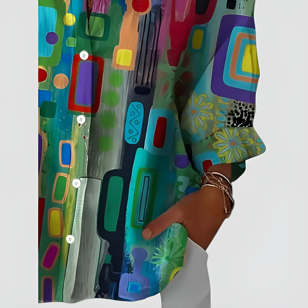 Nila™ bluse med geometrisk mønster