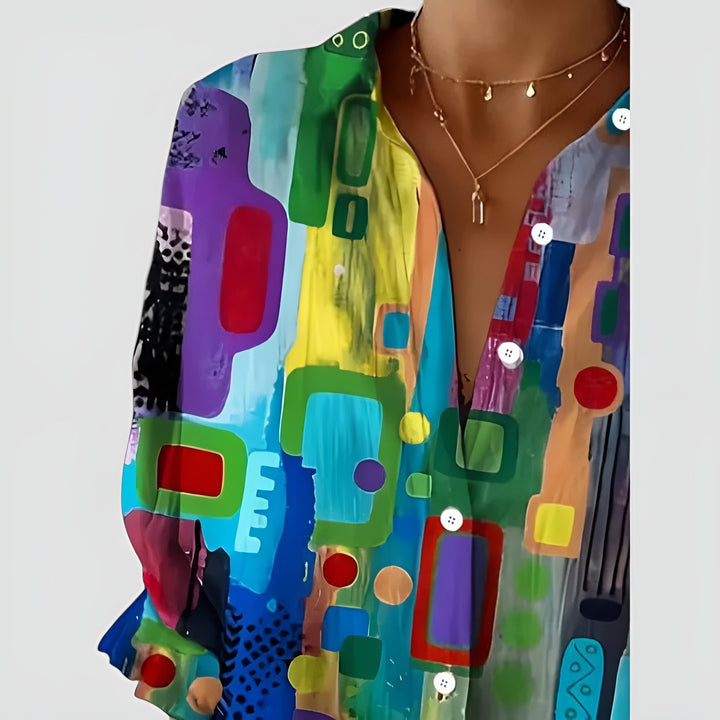 Nila™ bluse med geometrisk mønster