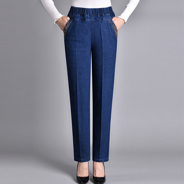 LALUNA™ – DAMEJEANS MED SIDELLOMMER OG ELASTISK TALJE