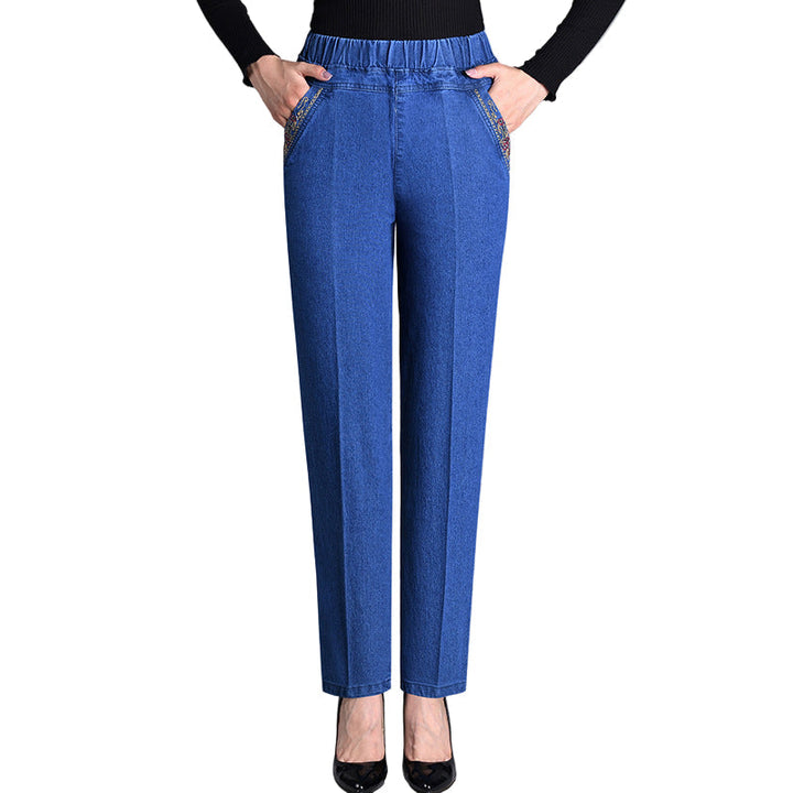 LALUNA™ – DAMEJEANS MED SIDELLOMMER OG ELASTISK TALJE
